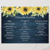 Rustic Sunflower Greenery Folded Wedding Program Flyer (Achterkant)