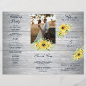 Rustic Sunflower Greenery Folded Wedding Program Flyer (Voorkant)