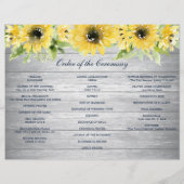 Rustic Sunflower Greenery Folded Wedding Program Flyer (Achterkant)