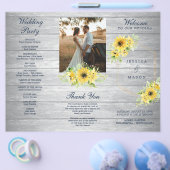 Rustic Sunflower Greenery Folded Wedding Program Flyer (Enkel)