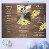 Rustic Sunflower Greenery Folded Wedding Program Flyer (Enkel)