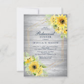 Rustic Sunflower Greenery Rehearsal Dinner Invite Kaart (Voorkant)