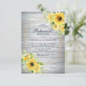 Rustic Sunflower Greenery Rehearsal Dinner Invite Kaart (Staand voorkant)