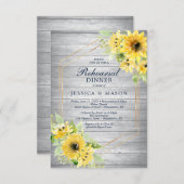 Rustic Sunflower Greenery Rehearsal Dinner Invite Kaart (Voorkant / Achterkant)