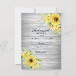 Rustic Sunflower Greenery Rehearsal Dinner Invite Kaart