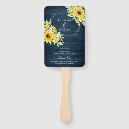 Rustic Sunflower Greenery Wedding Fan Programme Handwaaier