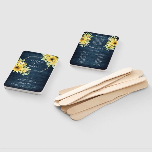 Rustic Sunflower Greenery Wedding Fan Programme Handwaaier (Niet-gemonteerd)