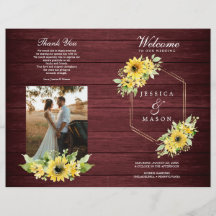 Rustic Sunflower Greenery Wedding Program Booklet