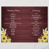 Rustic Sunflower Greenery Wedding Program Booklet Flyer (Achterkant)