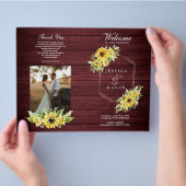 Rustic Sunflower Greenery Wedding Program Booklet Flyer (Hand)