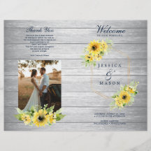 Rustic Sunflower Greenery Wedding Program Booklet