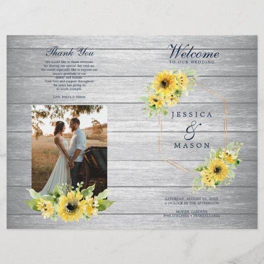 Rustic Sunflower Greenery Wedding Program Booklet Flyer (Voorkant)