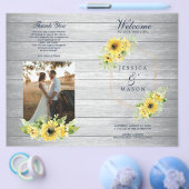 Rustic Sunflower Greenery Wedding Program Booklet Flyer (Enkel)