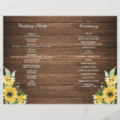 Rustic Sunflower Greenery Wedding Program Booklet Flyer (Achterkant)
