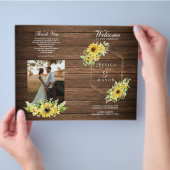 Rustic Sunflower Greenery Wedding Program Booklet Flyer (Hand)