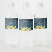 Rustic Sunflower Greenery Wedding Water Bottle Lab Waterfles Etiket (Flessen)