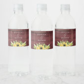 Rustic Sunflower Greenery Wedding Water Bottle Lab Waterfles Etiket (Flessen)