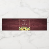 Rustic Sunflower Greenery Wedding Water Bottle Lab Waterfles Etiket (Enkel label)