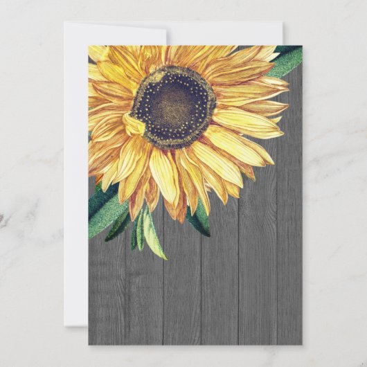 Rustic Sunflower Grey Wood Weddenschap Kaart (Achterkant)