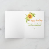 Rustic Sunflower Happy Birthday Floral Kaart (Binnen)