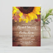 Rustic Sunflower Herfst Bridal Shower Invitations Kaart (Staand voorkant)