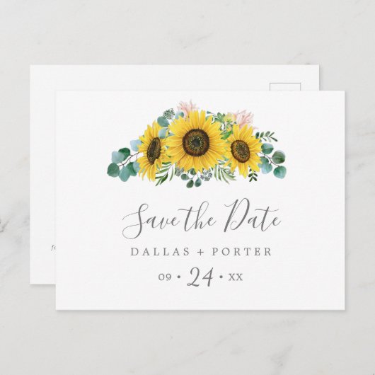 Rustic Sunflower Horizontal Sparen het Briefkaart (Voorkant / Achterkant)