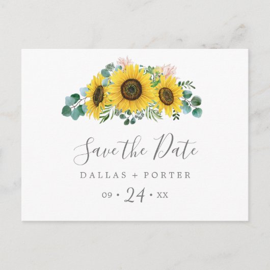 Rustic Sunflower Horizontal Sparen het Briefkaart (Voorkant)