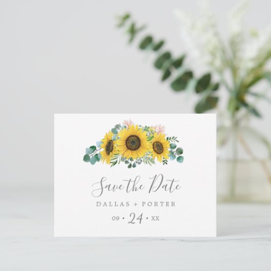 Rustic Sunflower Horizontal Sparen het Briefkaart (Staand voorkant)