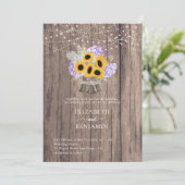 Rustic Sunflower Hydrangea Elegant Bouquet Wedding Kaart (Staand voorkant)