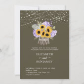 Rustic Sunflower Hydrangea Elegant Classic Wedding Kaart (Voorkant)