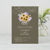 Rustic Sunflower Hydrangea Elegant Classic Wedding Kaart (Staand voorkant)