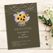 Rustic Sunflower Hydrangea Elegant Classic Wedding Kaart