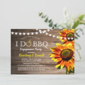 Rustic Sunflower 'I Do BBQ' | Engagement Party Kaart (Staand voorkant)