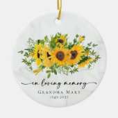 Rustic Sunflower In Loving Memory Keepsake Keramisch Ornament (Voorkant)
