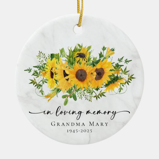 Rustic Sunflower In Loving Memory Keepsake Keramisch Ornament (Voorkant)