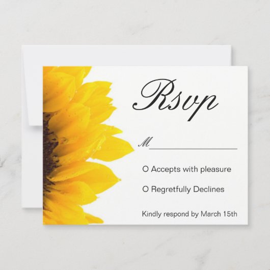 Rustic Sunflower Invitation RSVP Kaartje (Voorkant)