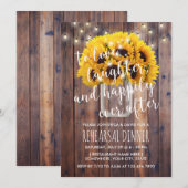 Rustic Sunflower Jar Barn Wood Rehearsal Kaart (Voorkant / Achterkant)