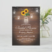 Rustic Sunflower Jar Lights Vrijgezellenfeest Kaart (Staand voorkant)