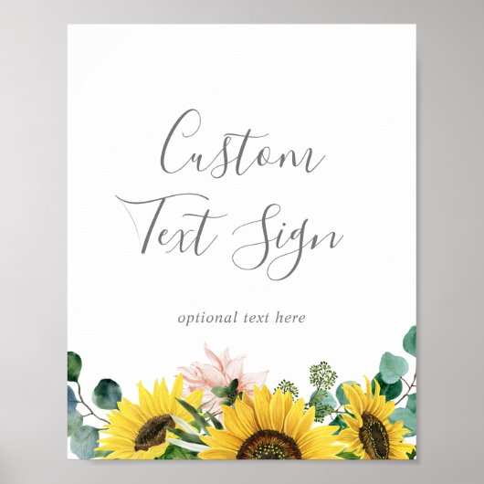 Rustic Sunflower Kaarten & Cadeaus Tekst op maat B Poster (Voorkant)