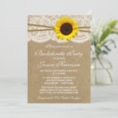 Rustic Sunflower Kraft, Lace & Twine Bachelorette Kaart (Staand voorkant)