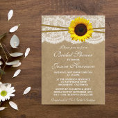 Rustic Sunflower Kraft Lace & Twine Vrijgezellenfe Kaart
