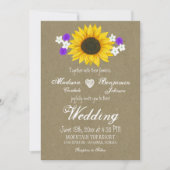 Rustic Sunflower Kraft Paper Wedding Invitting Kaart (Voorkant)