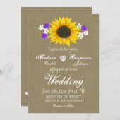 Rustic Sunflower Kraft Paper Wedding Invitting Kaart (Voorkant / Achterkant)