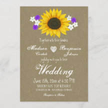 Rustic Sunflower Kraft Paper Wedding Invitting