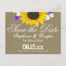 Rustic Sunflower Kraft Save the Date Briefkaarten