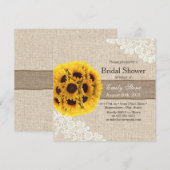 Rustic Sunflower  Lace Burlap Vrijgezellenfeest Kaart (Voorkant / Achterkant)