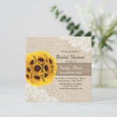 Rustic Sunflower  Lace Burlap Vrijgezellenfeest Kaart (Staand voorkant)