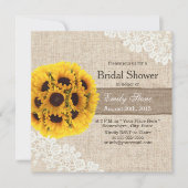 Rustic Sunflower  Lace Burlap Vrijgezellenfeest Kaart (Voorkant)