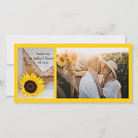 Rustic Sunflower Lace Country Weddenschap Bedankt (Voorkant)