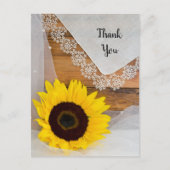 Rustic Sunflower Lace Country Weddenschap Bedankt Briefkaart (Voorkant)
